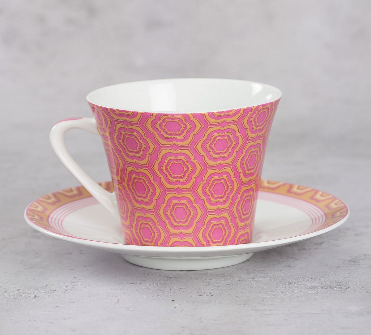 India Circus Lattice Lotus Cup & Saucer