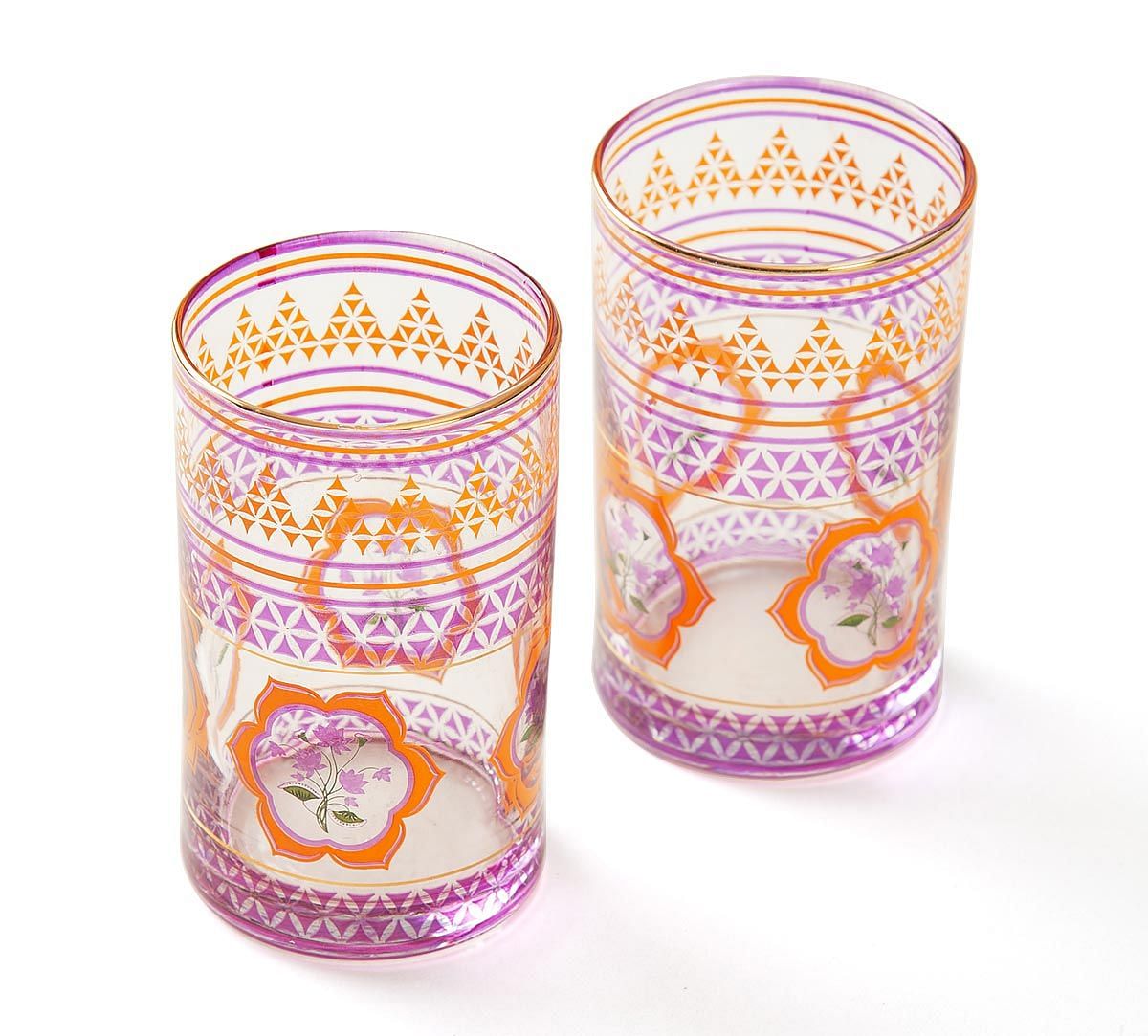 India Circus Lattice Lotus Small Glass Tumbler (Set of 2)