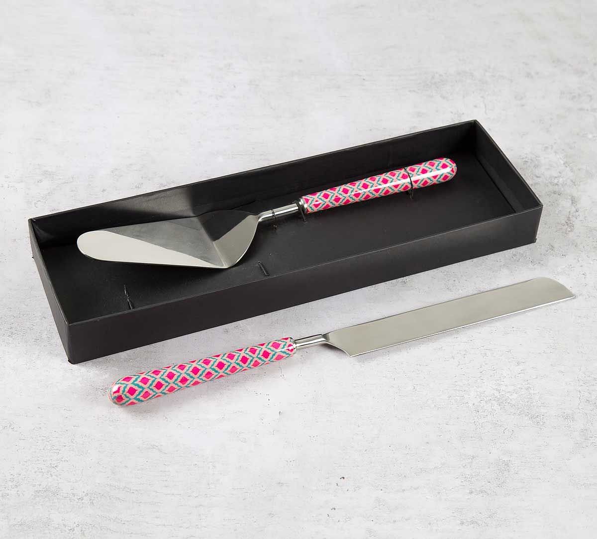 India Circus Lattice Practice Cake Cutter and Server Set of 2