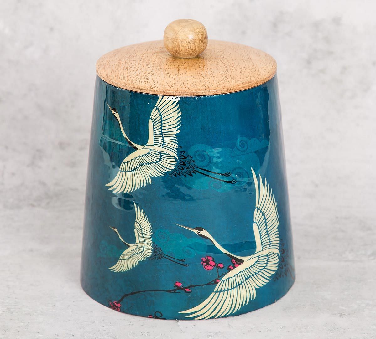 India Circus Legend of the Cranes Wooden Jar