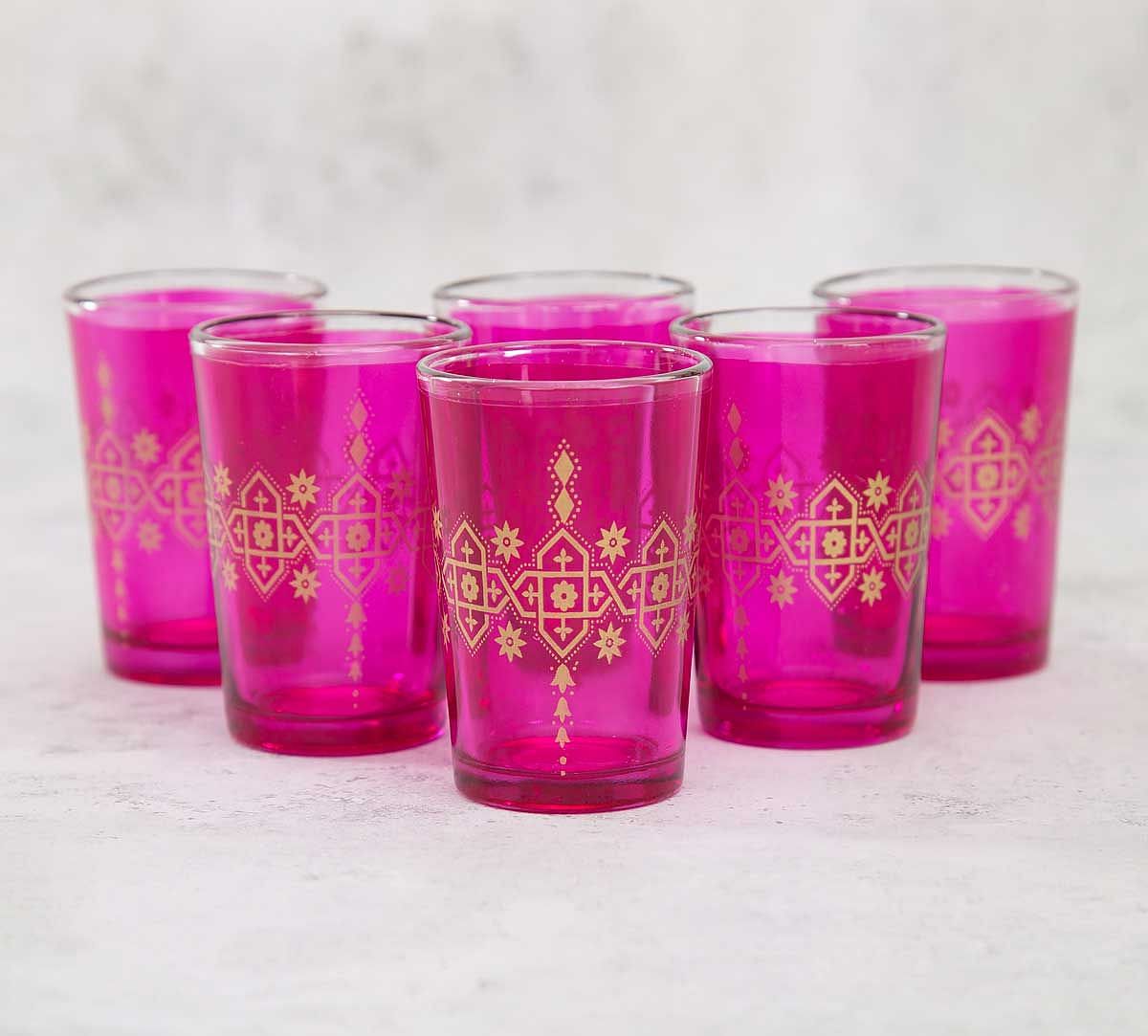 India Circus Lionheart Pink Moroccan Glasses Set of 6