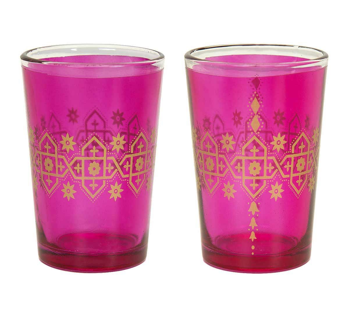 India Circus Lionheart Pink Moroccan Glasses Set of 6