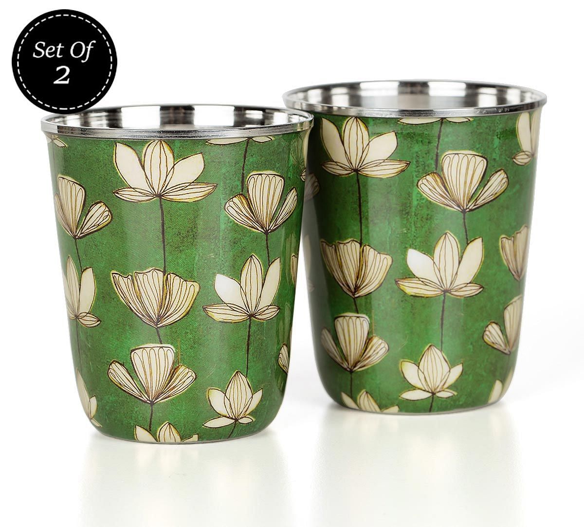 India Circus Lotus Pond Small Steel Tumbler Set of 2
