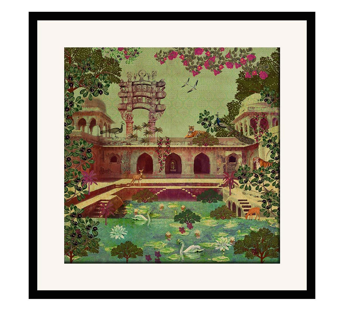 India Circus Mammalian Picnic 16 x 16 and 24 x 24 Framed Wall Art