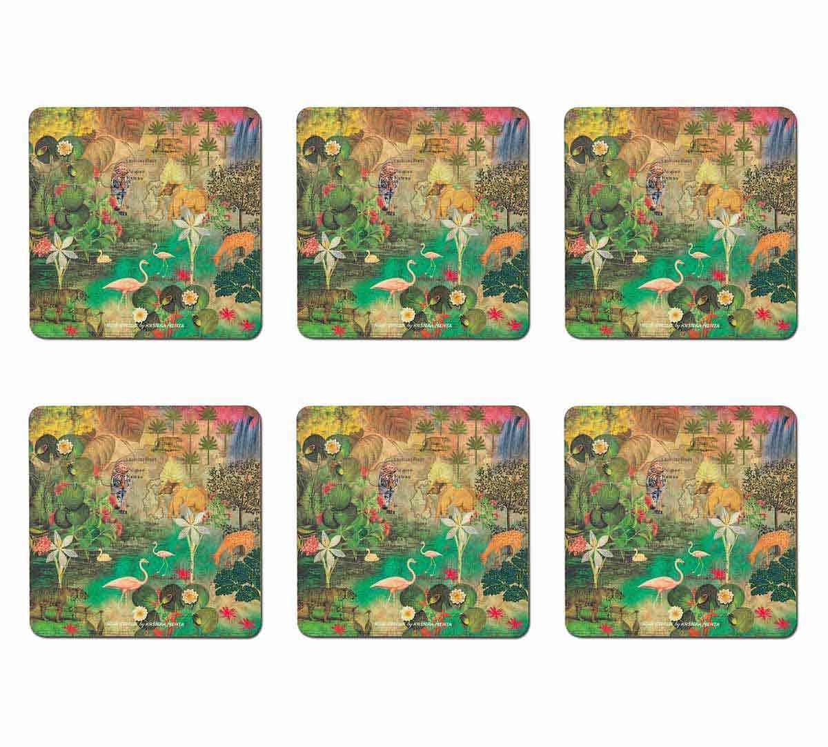 India Circus Mapping Animals Table Coaster Set of 6