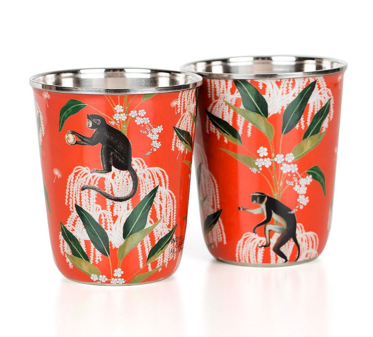 India Circus Monkey Games Small Steel Tumbler Set of 2