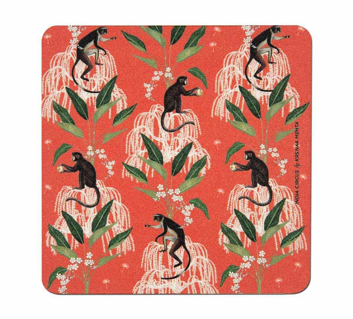 India Circus Monkey Games Table Coaster Set of 6