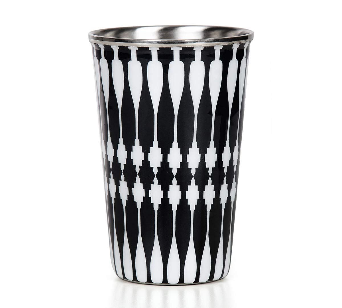 India Circus Monochrome Bowling Pin Steel Tumbler Set of 2