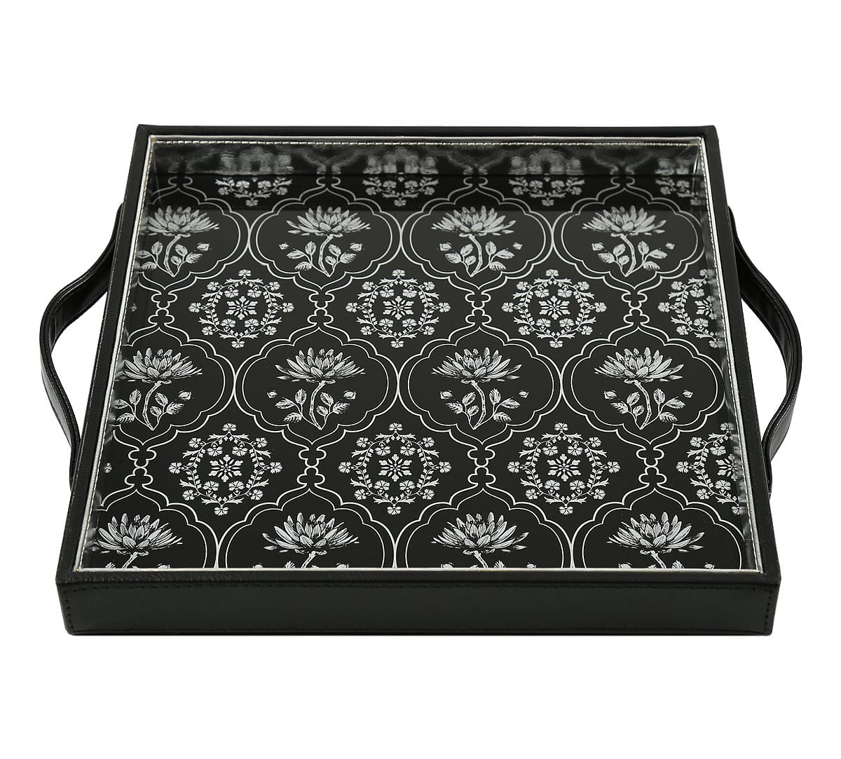 India Circus Monochrome Lotus Reiteration Leather Tray