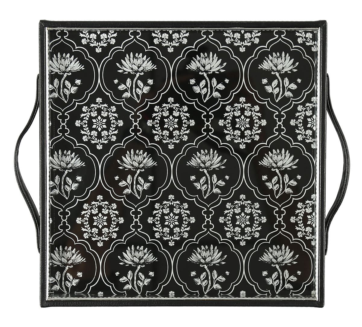 India Circus Monochrome Lotus Reiteration Leather Tray