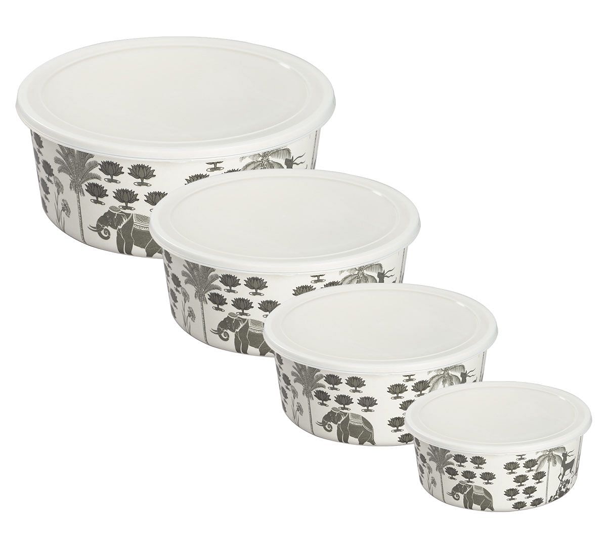 India Circus Monochrome Palatial Courtyard Bamboo Container Set