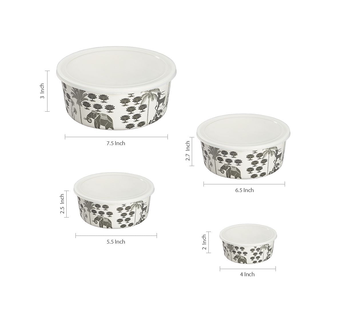India Circus Monochrome Palatial Courtyard Bamboo Container Set