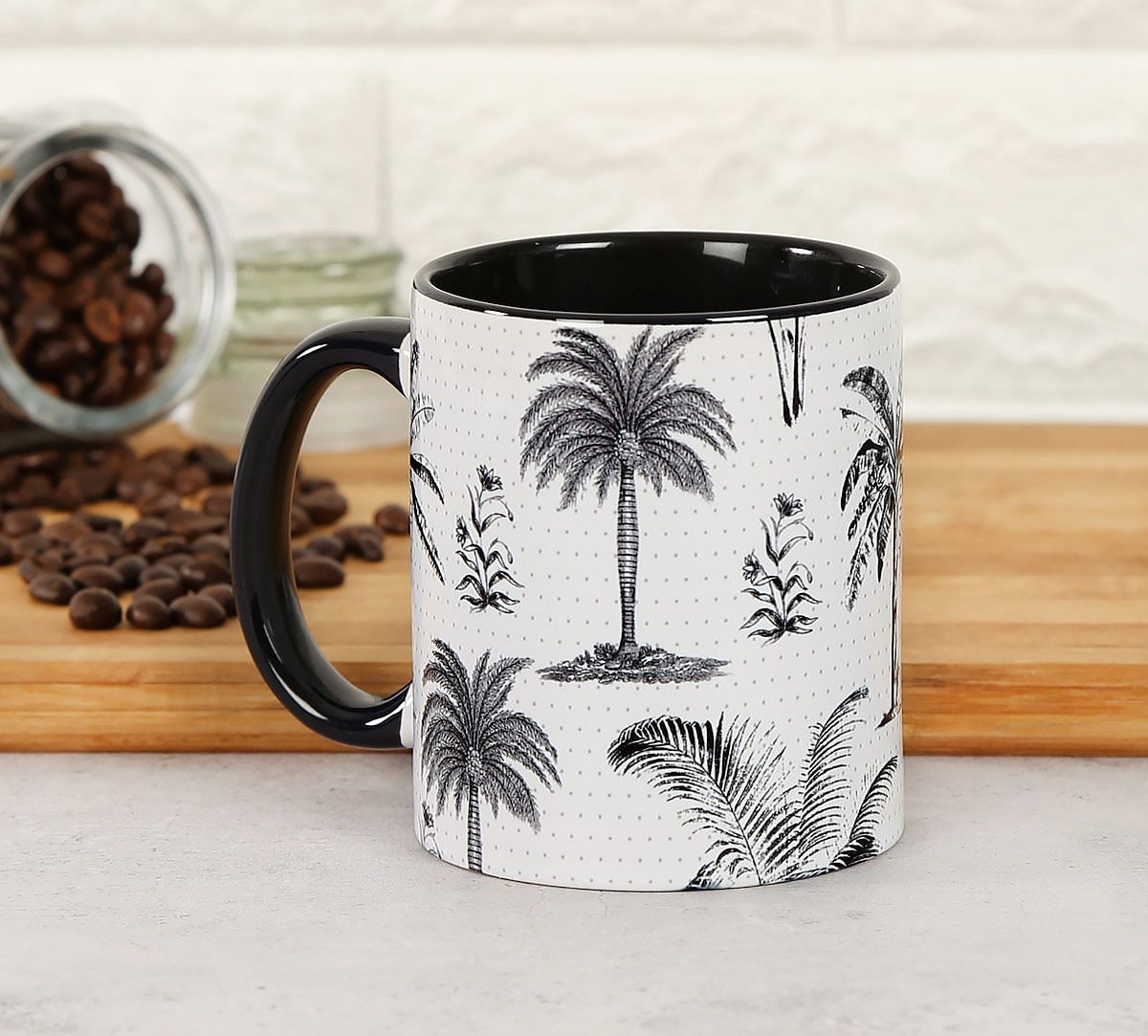 India Circus Monochrome Palms Coffee Mug