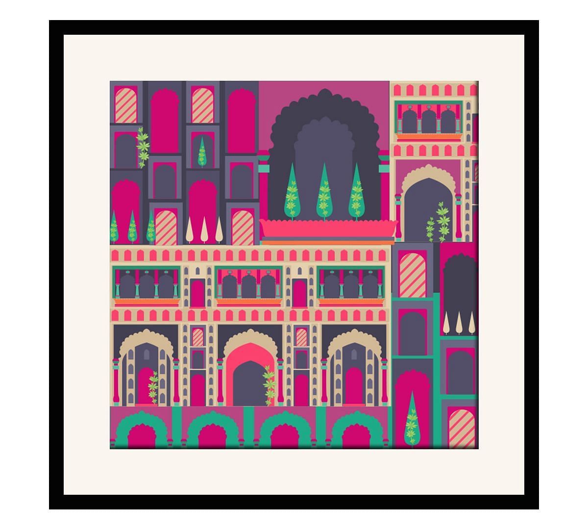 India Circus Mughal Corridor 16 x 16 and 24 x 24 Framed Wall Art