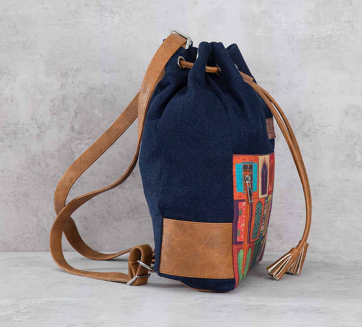 India Circus Mughal Doors Reiteration Denim Hobo Bag