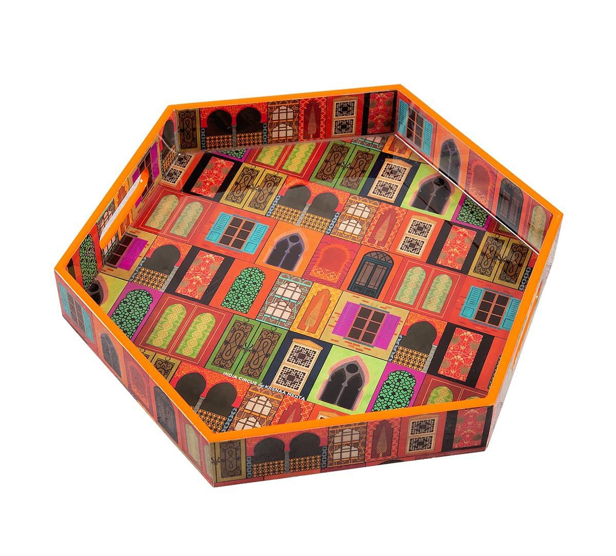 India Circus Mughal Doors Reiteration Hexagon Serving Tray
