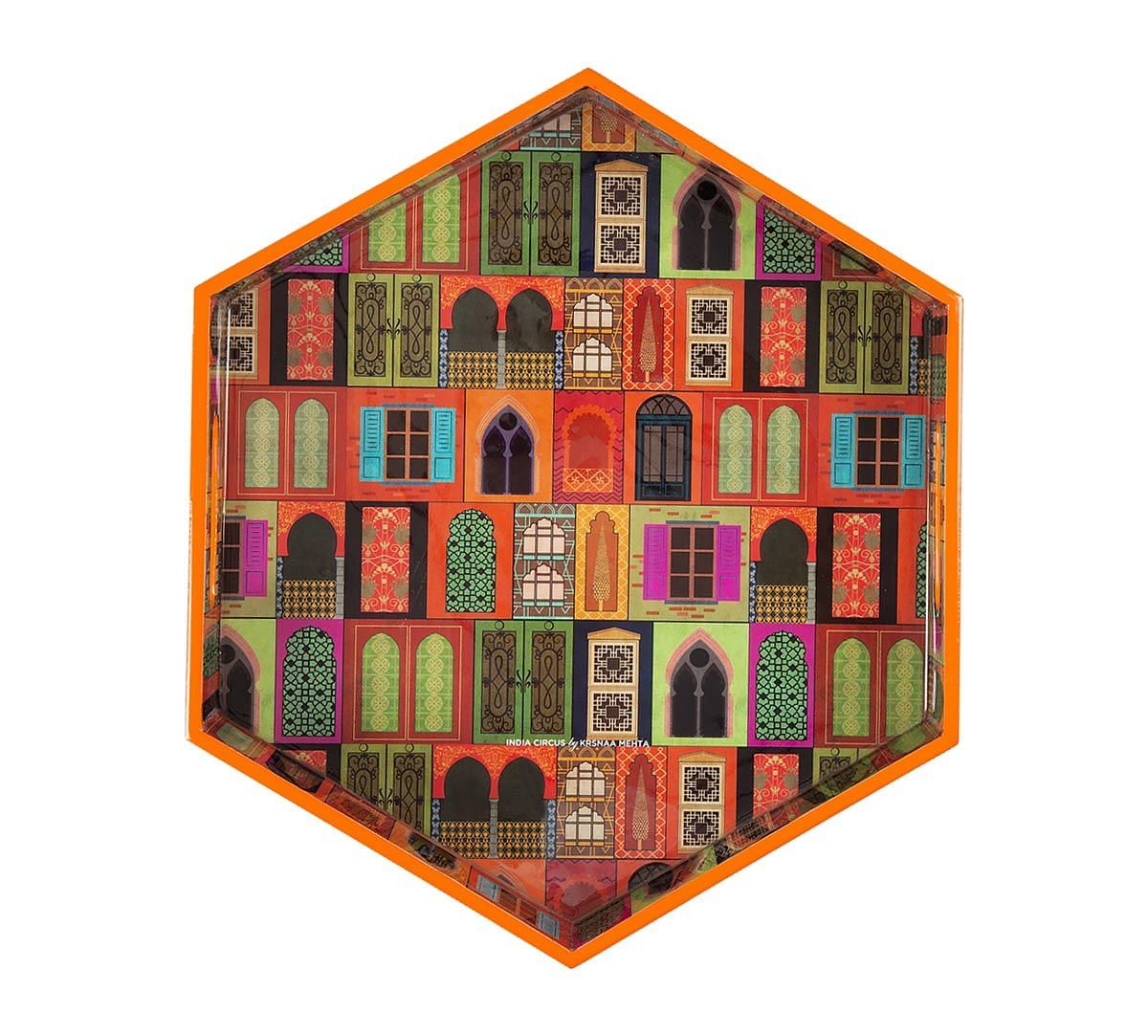 India Circus Mughal Doors Reiteration Hexagon Serving Tray