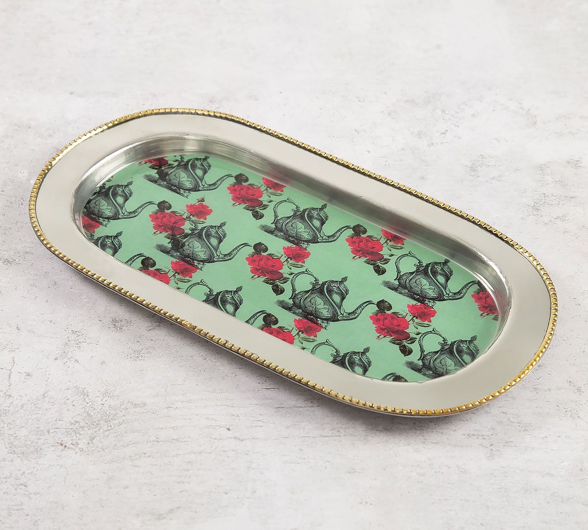India Circus Mystic Rose Kettles Steel Serving Tray
