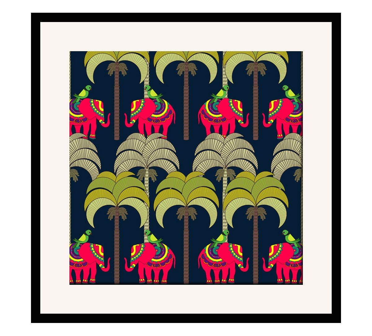 India Circus Palmeria Tusker Reiteration 16 x 16 and 24 x 24 Framed Wall Art