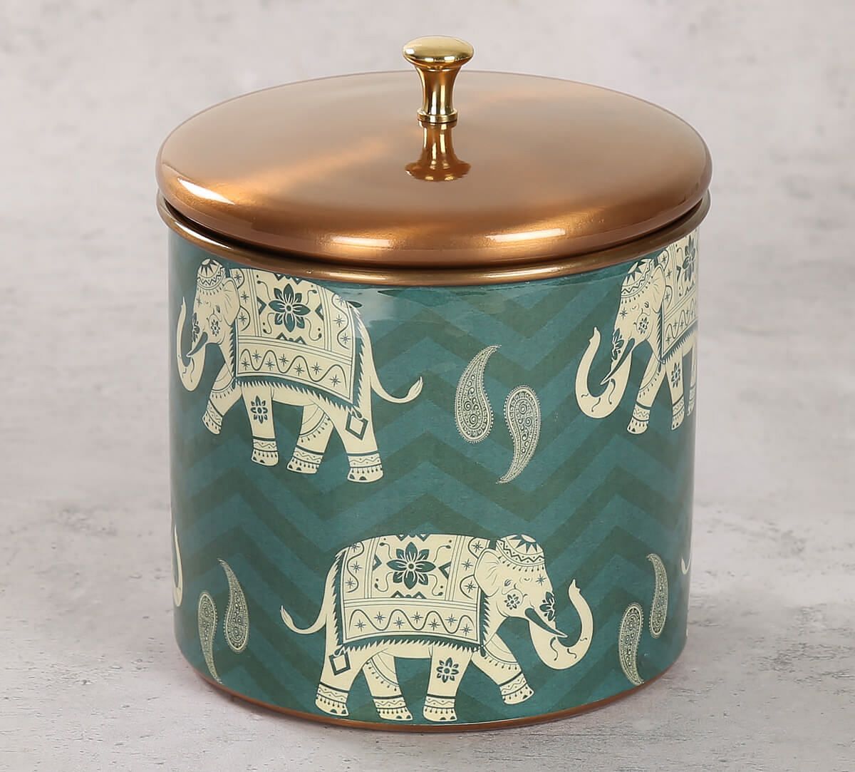 India Circus Parading Tuskers Storage Jar