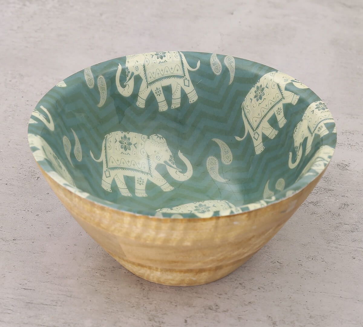 India Circus Parading Tuskers Wooden Bowl
