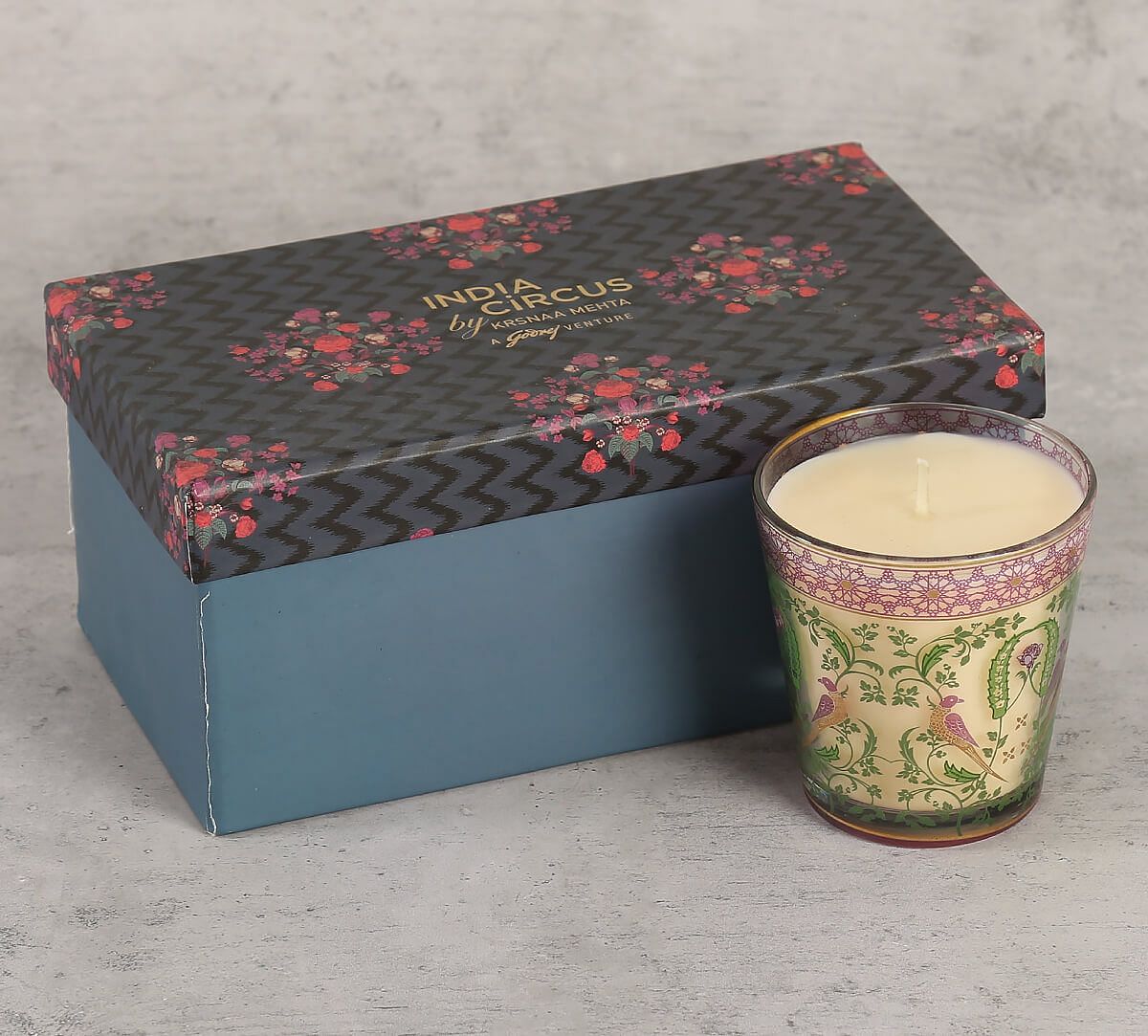 India Circus Parakeet Florals Candle Votive