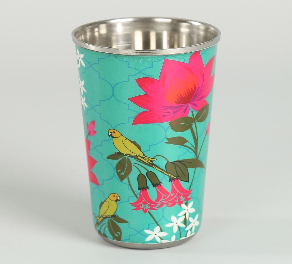 India Circus Parrot & Blooms Steel Tumbler (Set of 2)