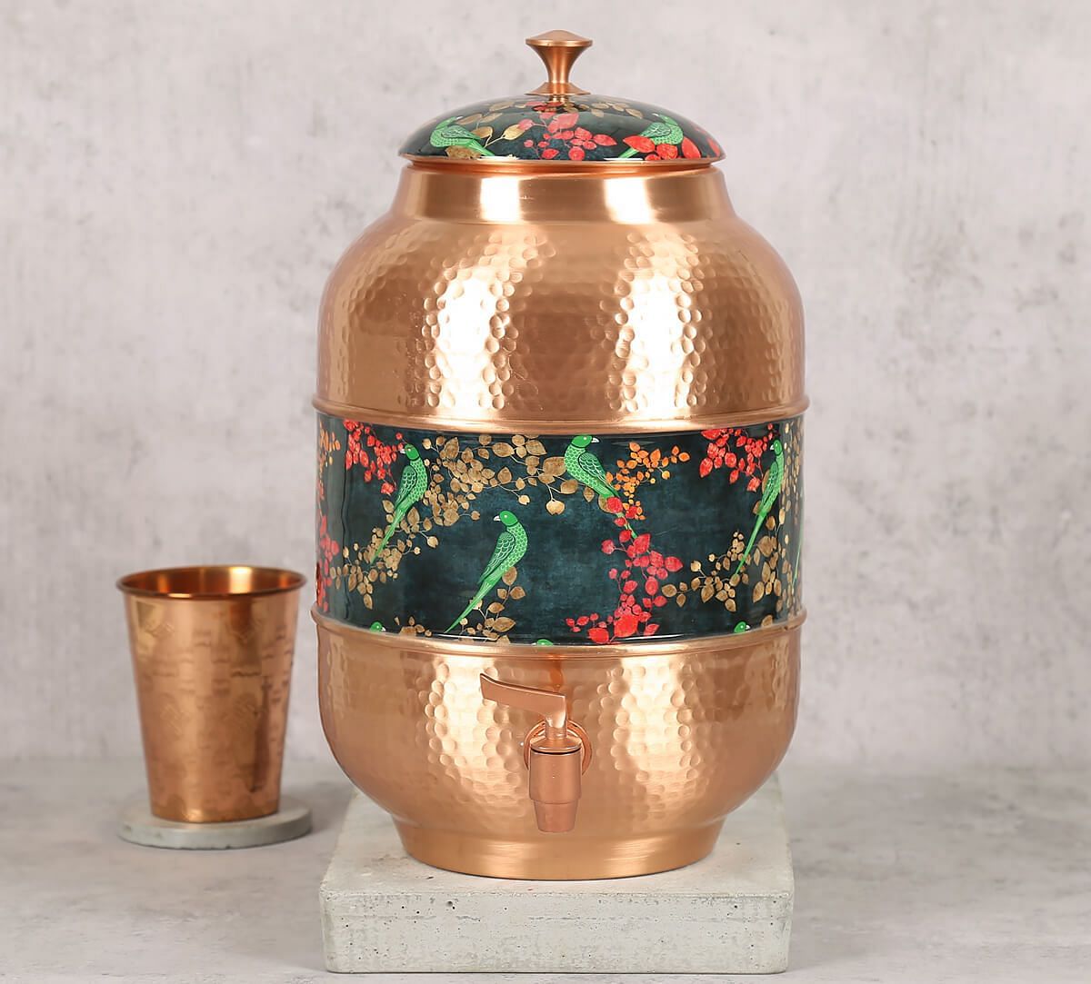 India Circus Parrots of the Night Copper Water Dispenser