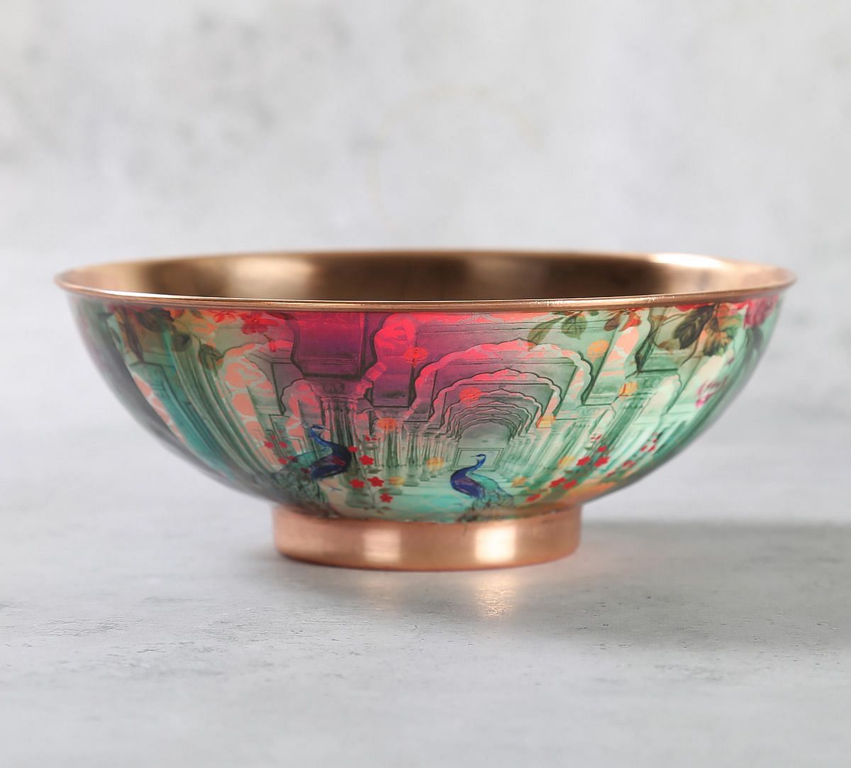 India Circus Peacock Dwar Copper Bowl