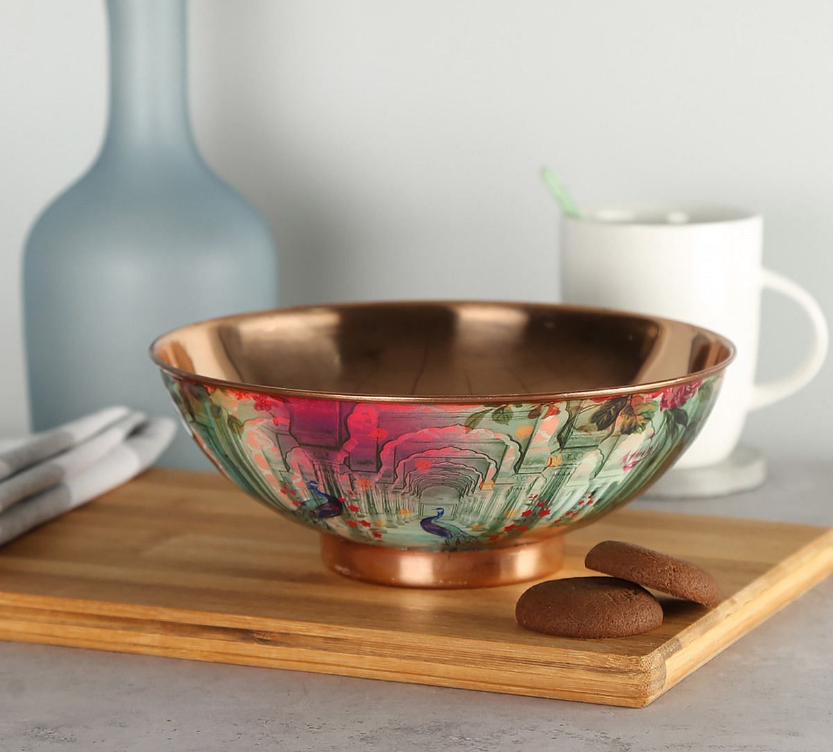 India Circus Peacock Dwar Copper Bowl