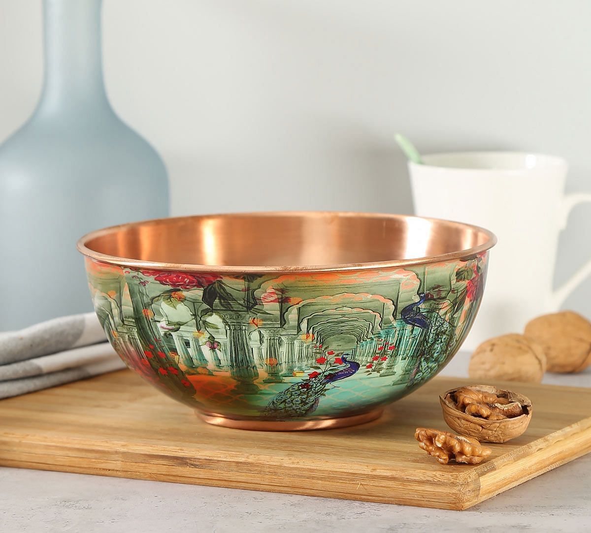 India Circus Peacock Dwar Copper Bowl