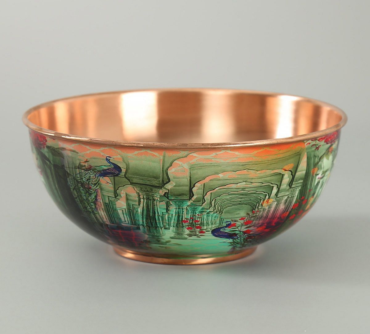 India Circus Peacock Dwar Copper Bowl