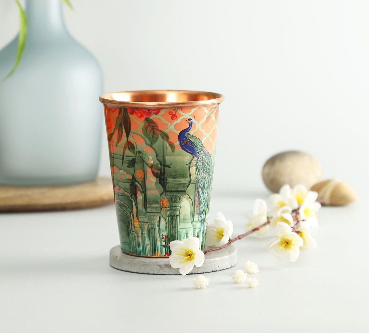 India Circus Peacock Dwar Copper Tumbler