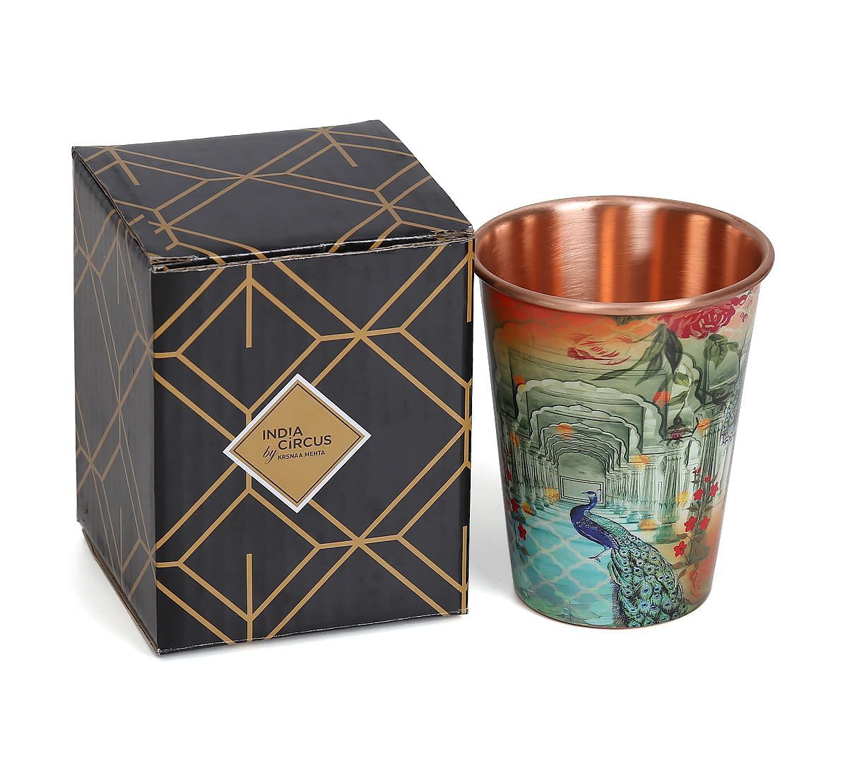 India Circus Peacock Dwar Copper Tumbler