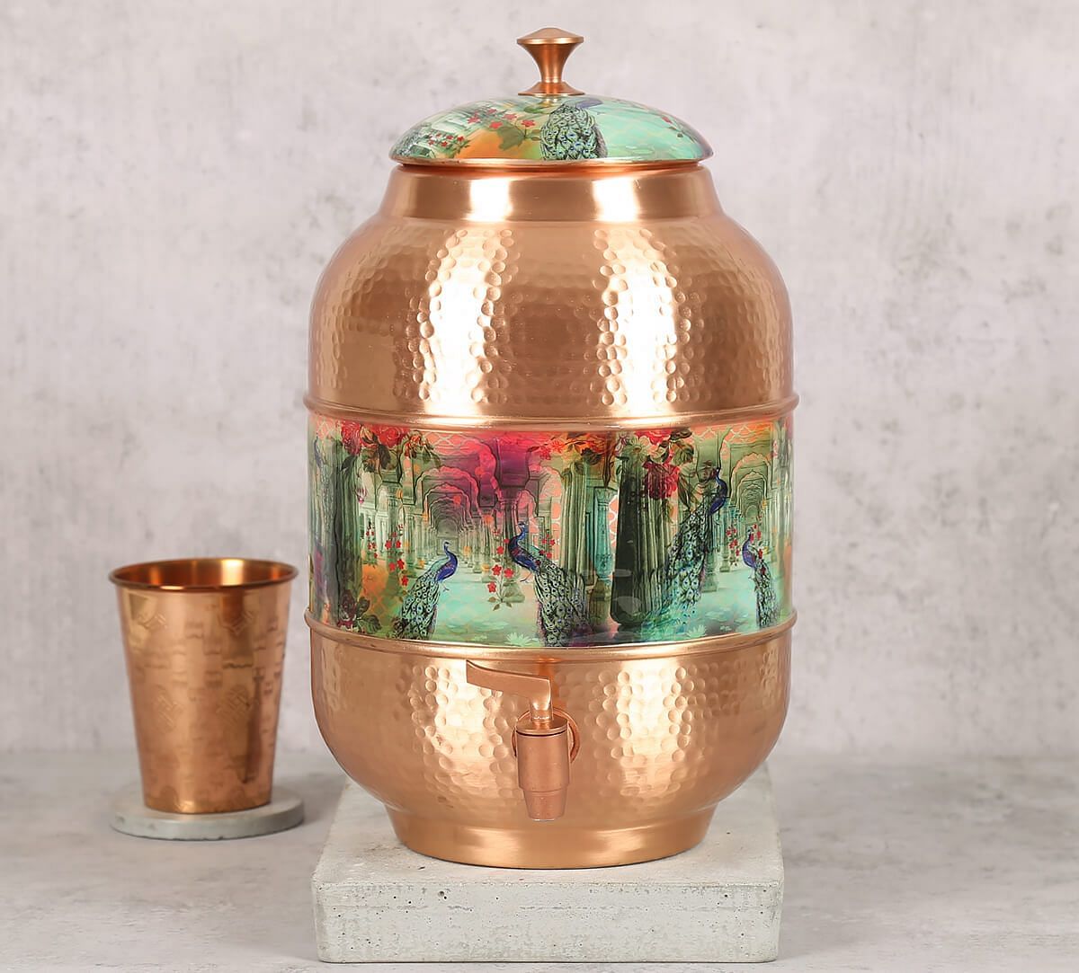 India Circus Peacock Dwar Copper Water Dispenser