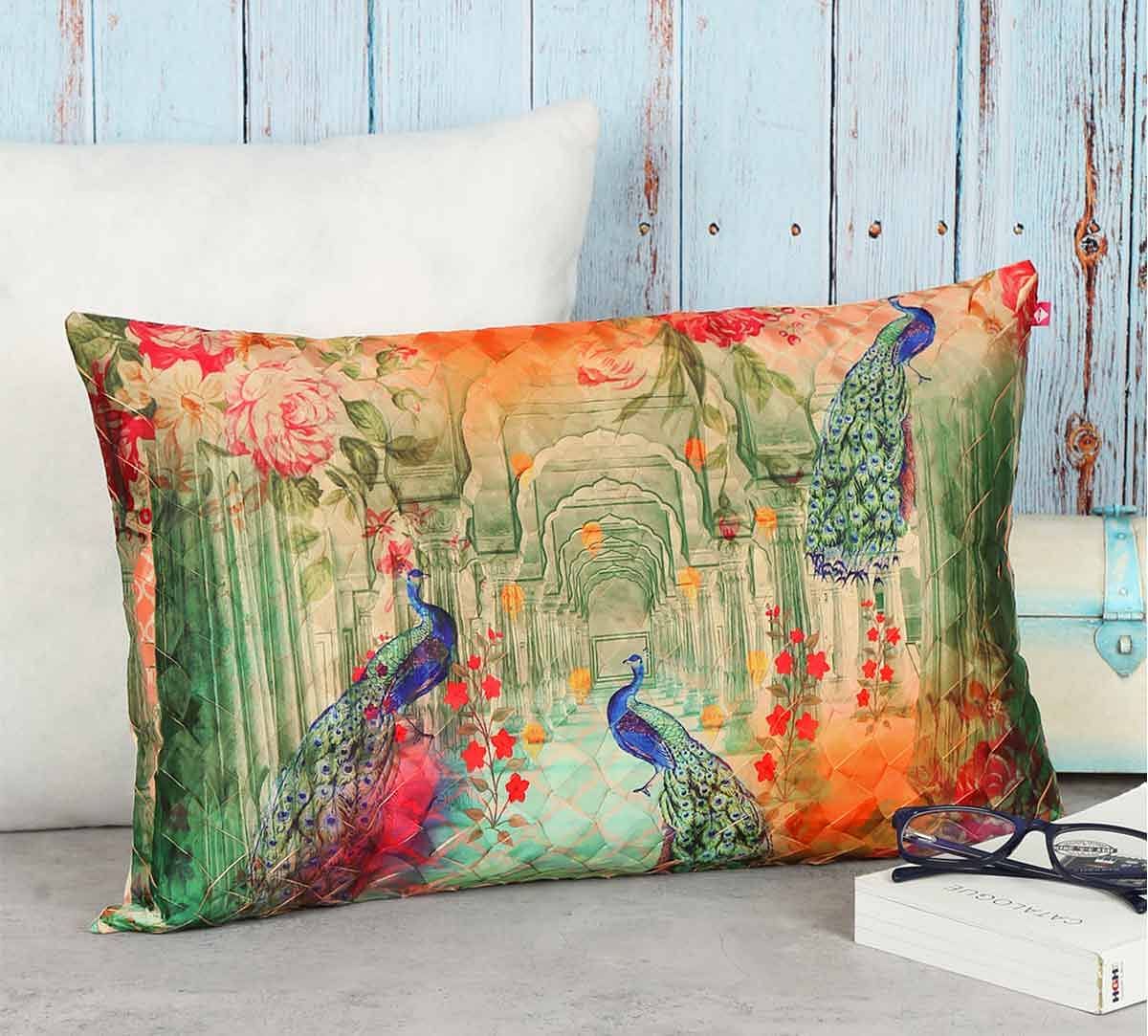 India Circus Peacock Dwar Decorative Scale Cushion Cover