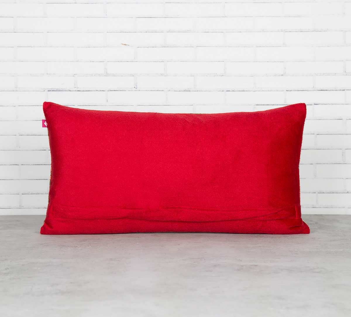India Circus Peacocks Lotus Orchard Blended Velvet Cushion Cover