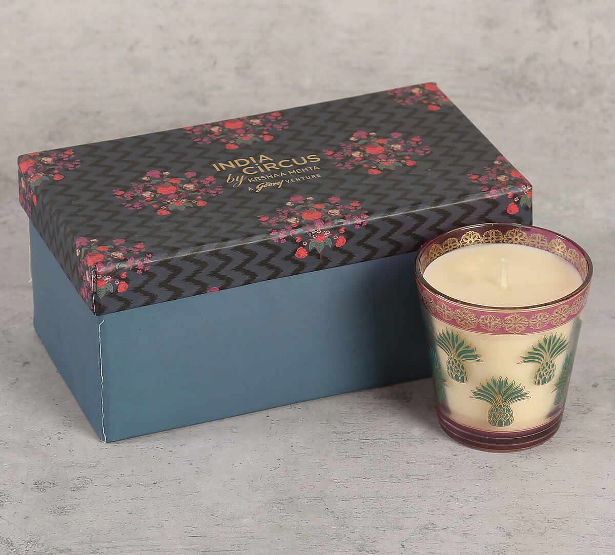India Circus Pineapple Stem Green Candle Votive