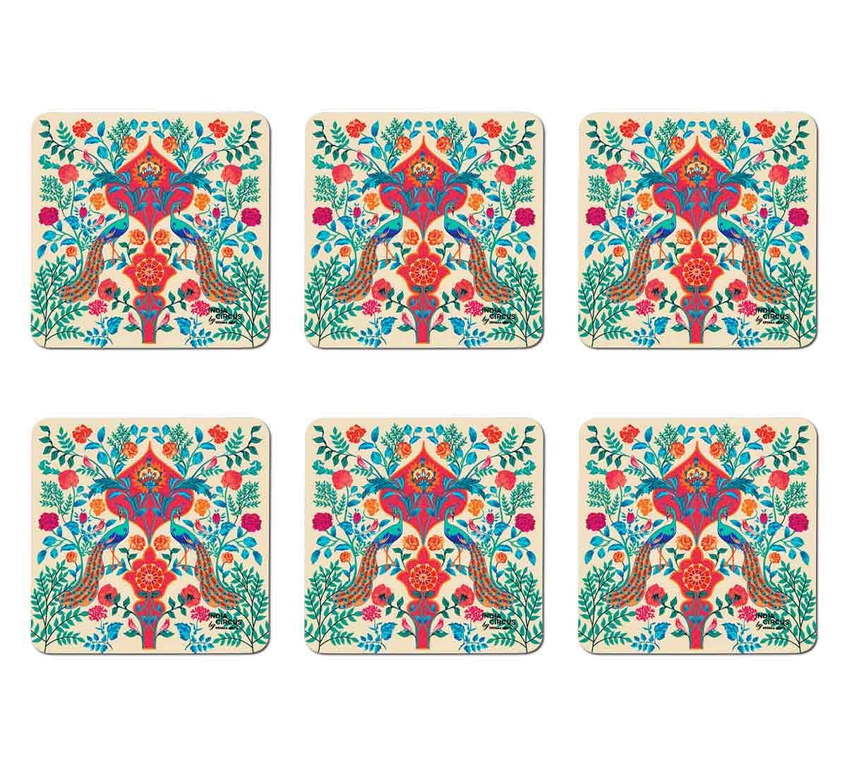 India Circus Pistachio Birds and Floral Burst Table Coaster