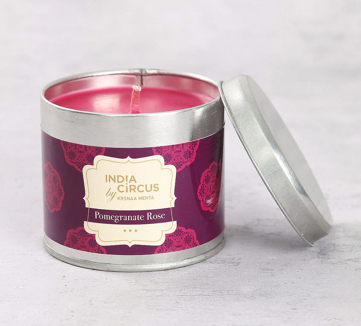 India Circus Pomegranate Rose Tin Candle