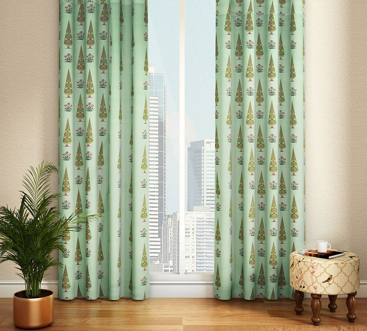 India Circus Poppy Conifer Door Curtain