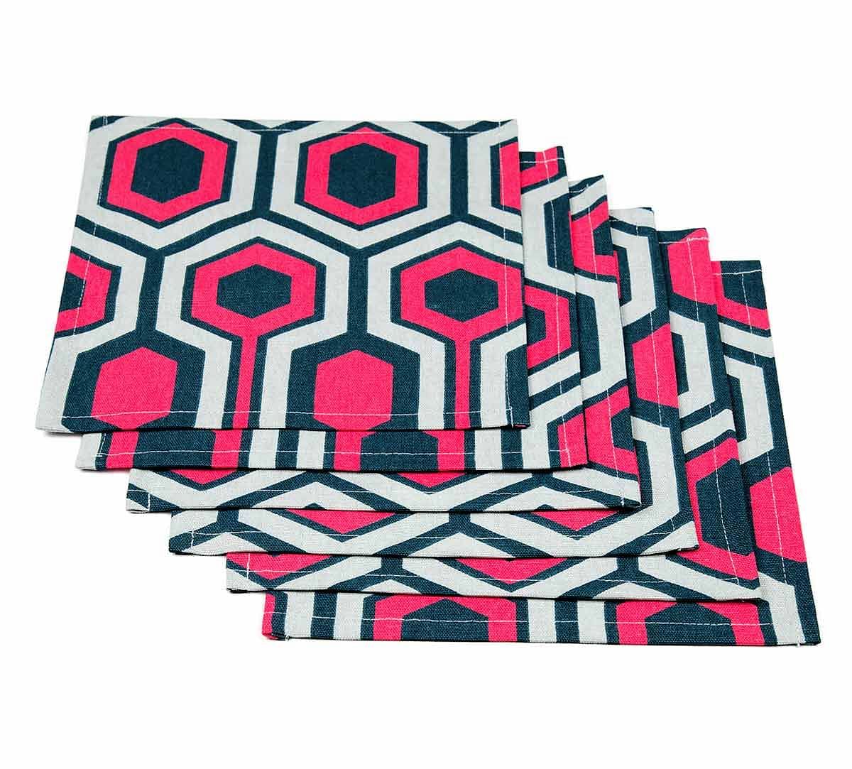 India Circus Prismatic Hexagons Cocktail Napkins Set of 6