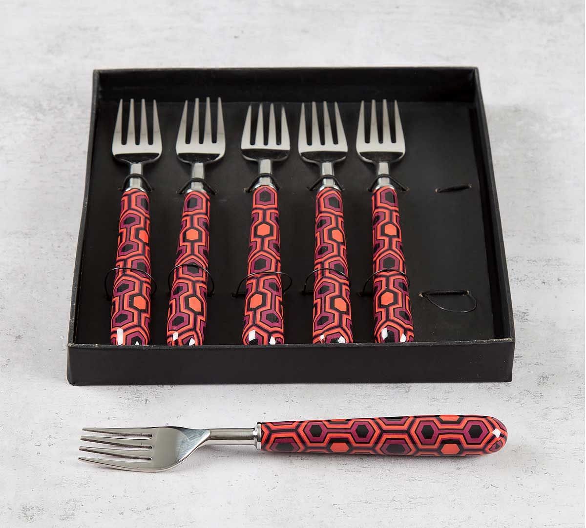 India Circus Prismatic Hexagons Fruit Fork Set of 6