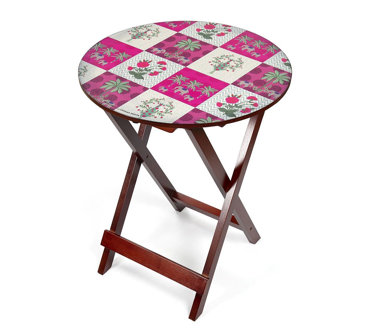 India Circus Quartet Checkers Round Side Table