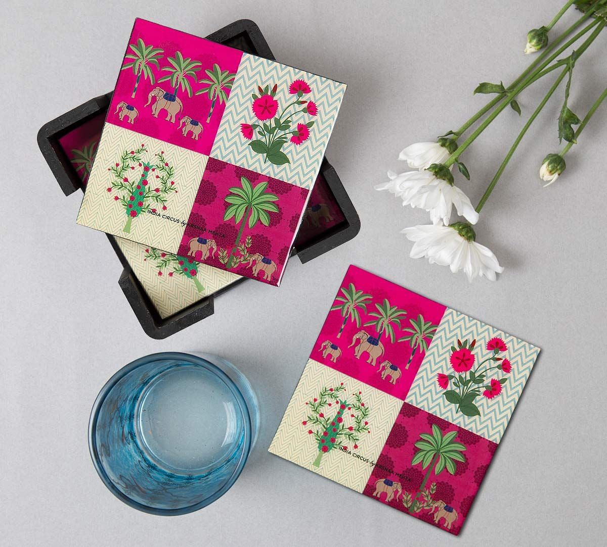 India Circus Quartet Checkers Table Coaster