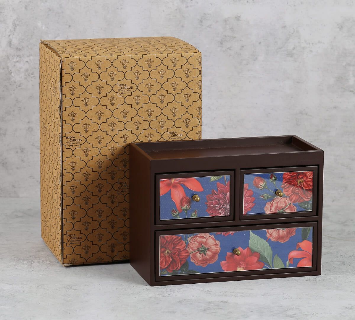 India Circus Red Blooms Chest of Drawer