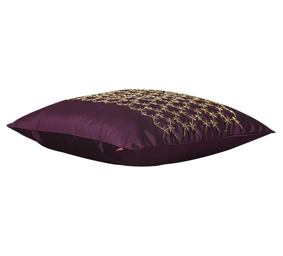 India Circus Rice Bead Purple Cushion Cover