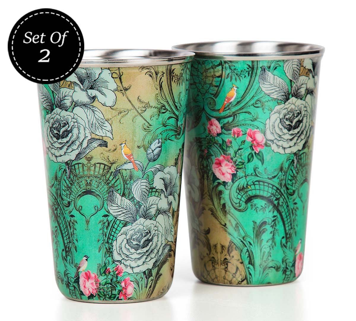 India Circus Rosette Flutter Steel Tumbler Set of 2