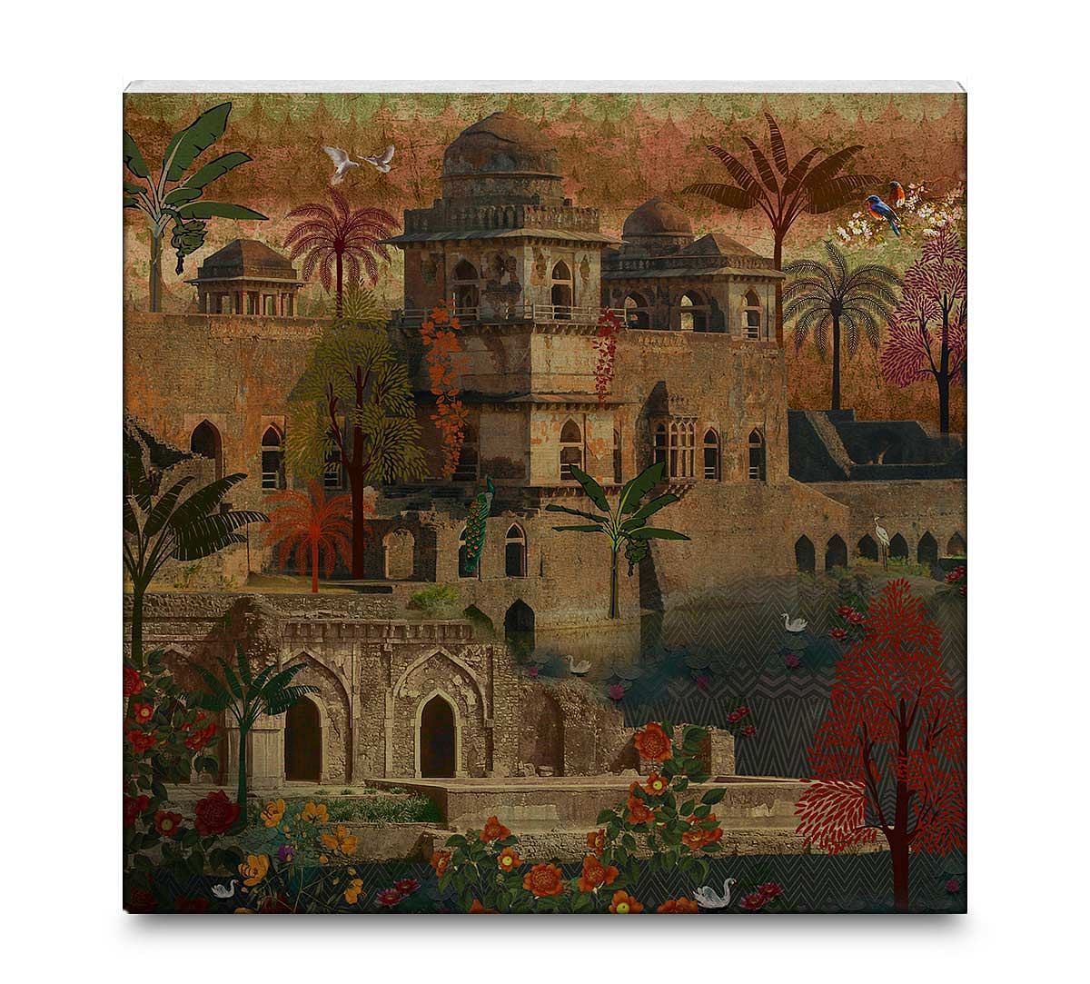 India Circus Ship Palace 16x16 and 24x24 Canvas Wall Art