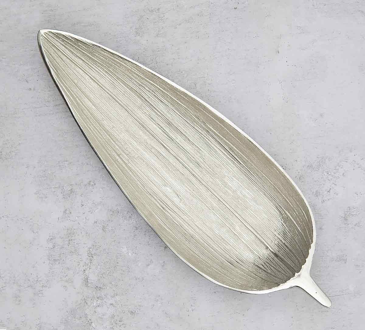 India Circus Silver Linear Big Leaf Platter